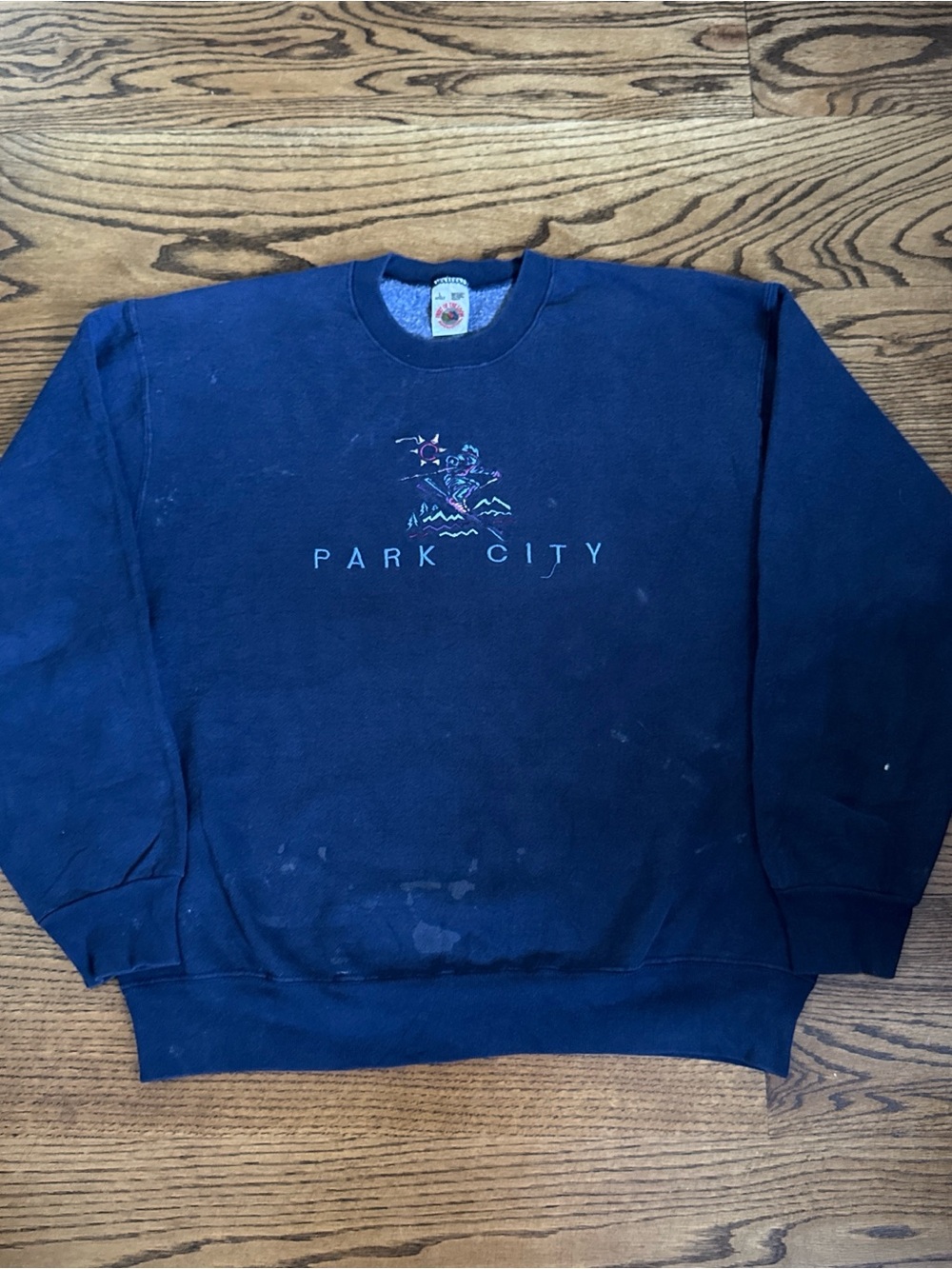 Vintage 90s Fruit of the Loom Navy Park City Crewneck Sweatshirt